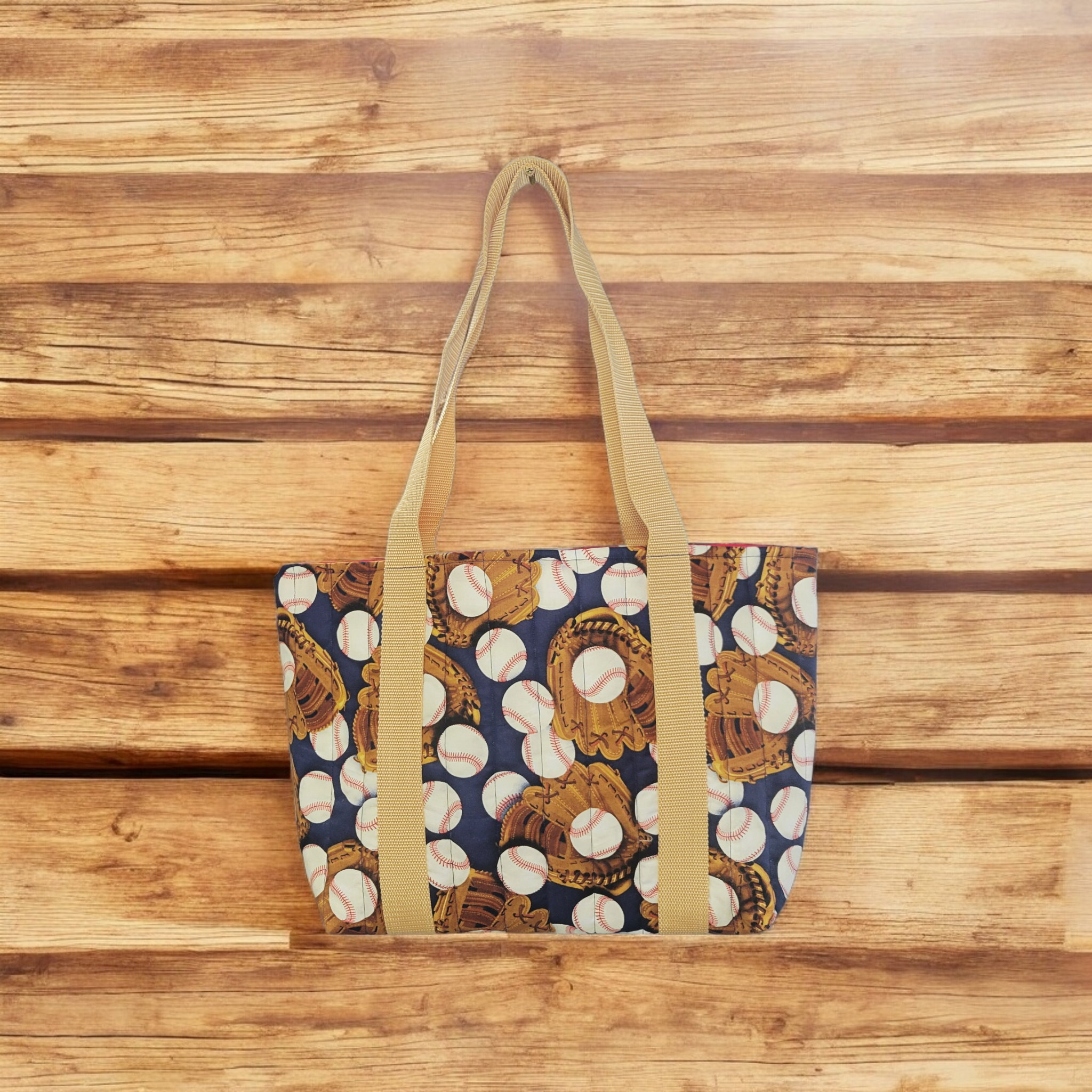 Baseball & Mitt Quilted Tote Bag