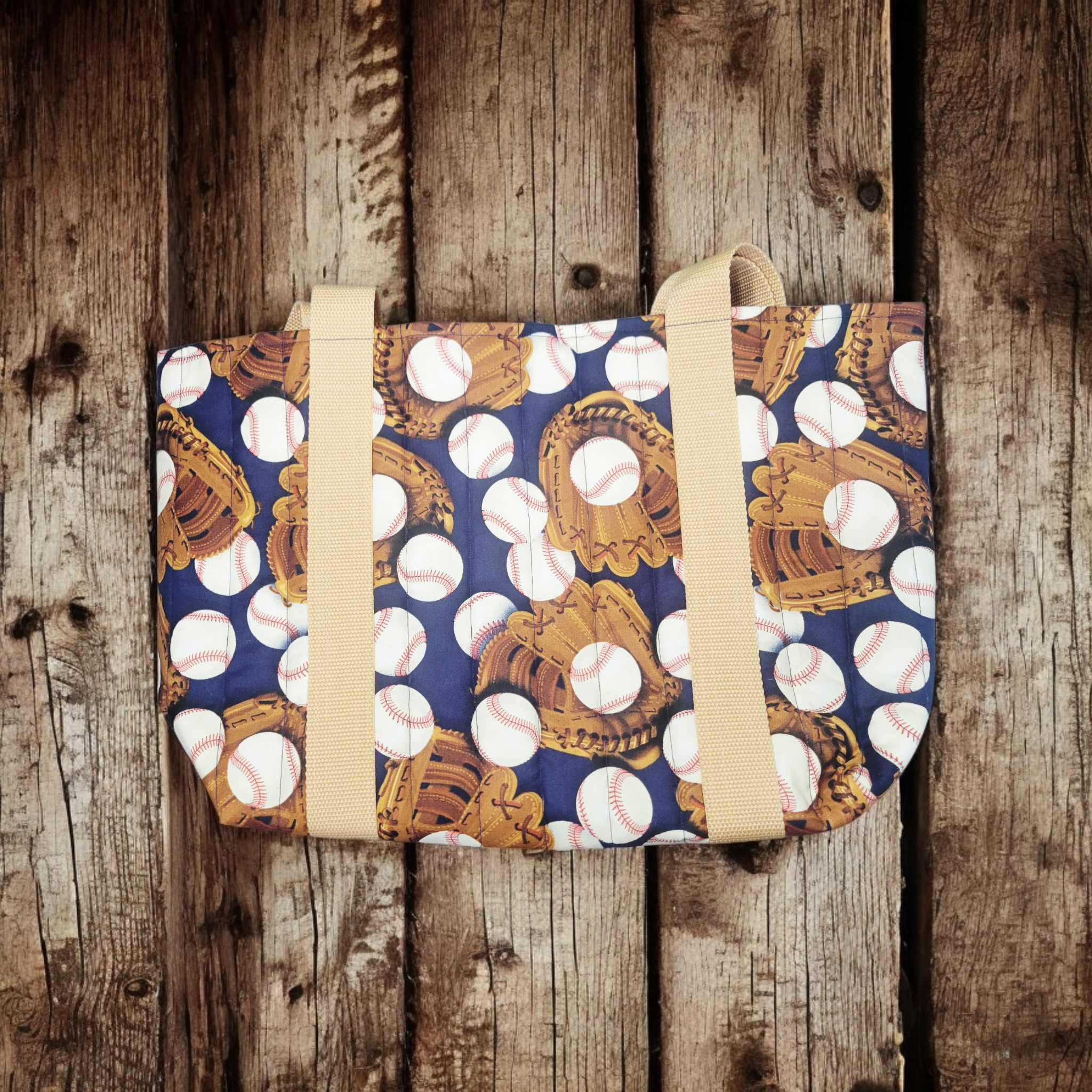 Baseball & Mitt Quilted Tote Bag