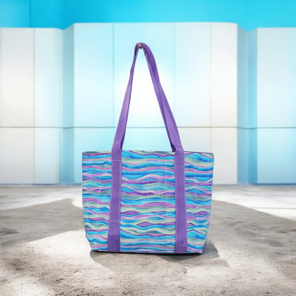 Blue and Purple Waves tote