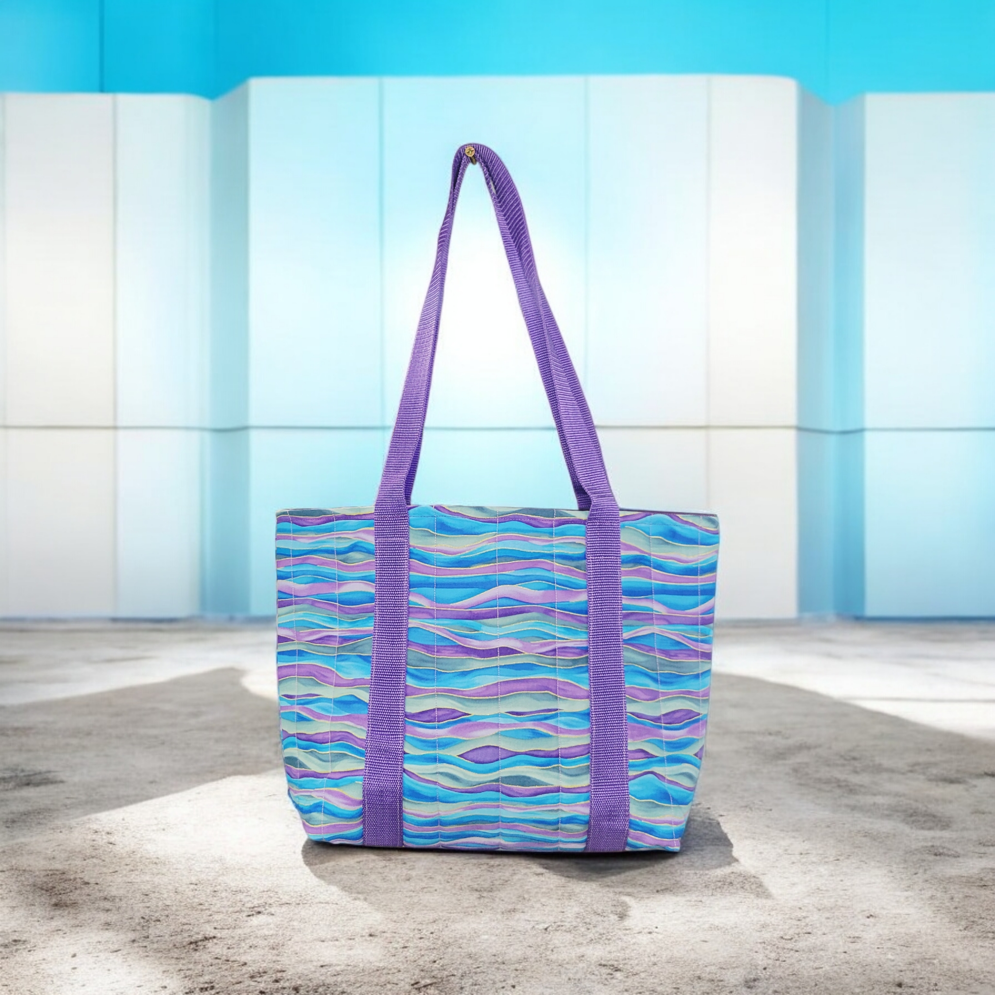 Blue and Purple Waves tote