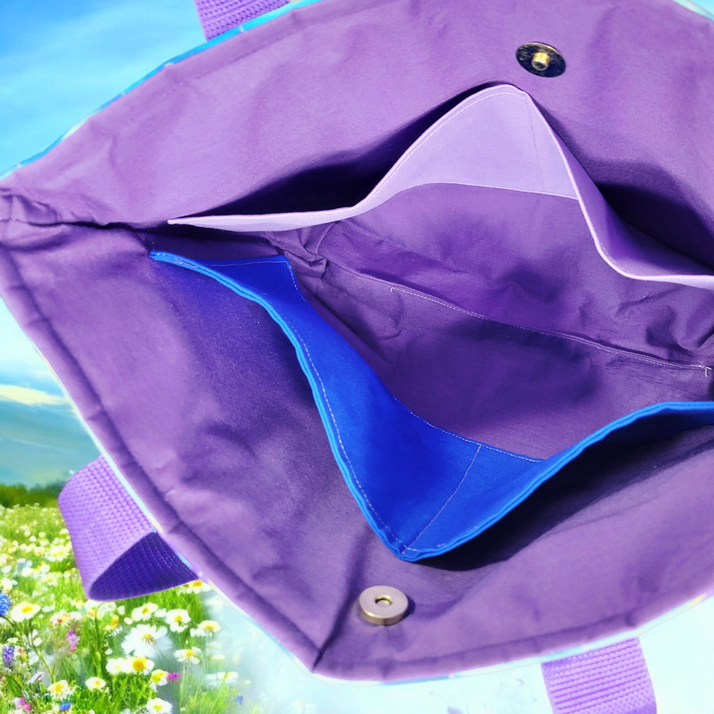 Blue and Purple Waves tote
