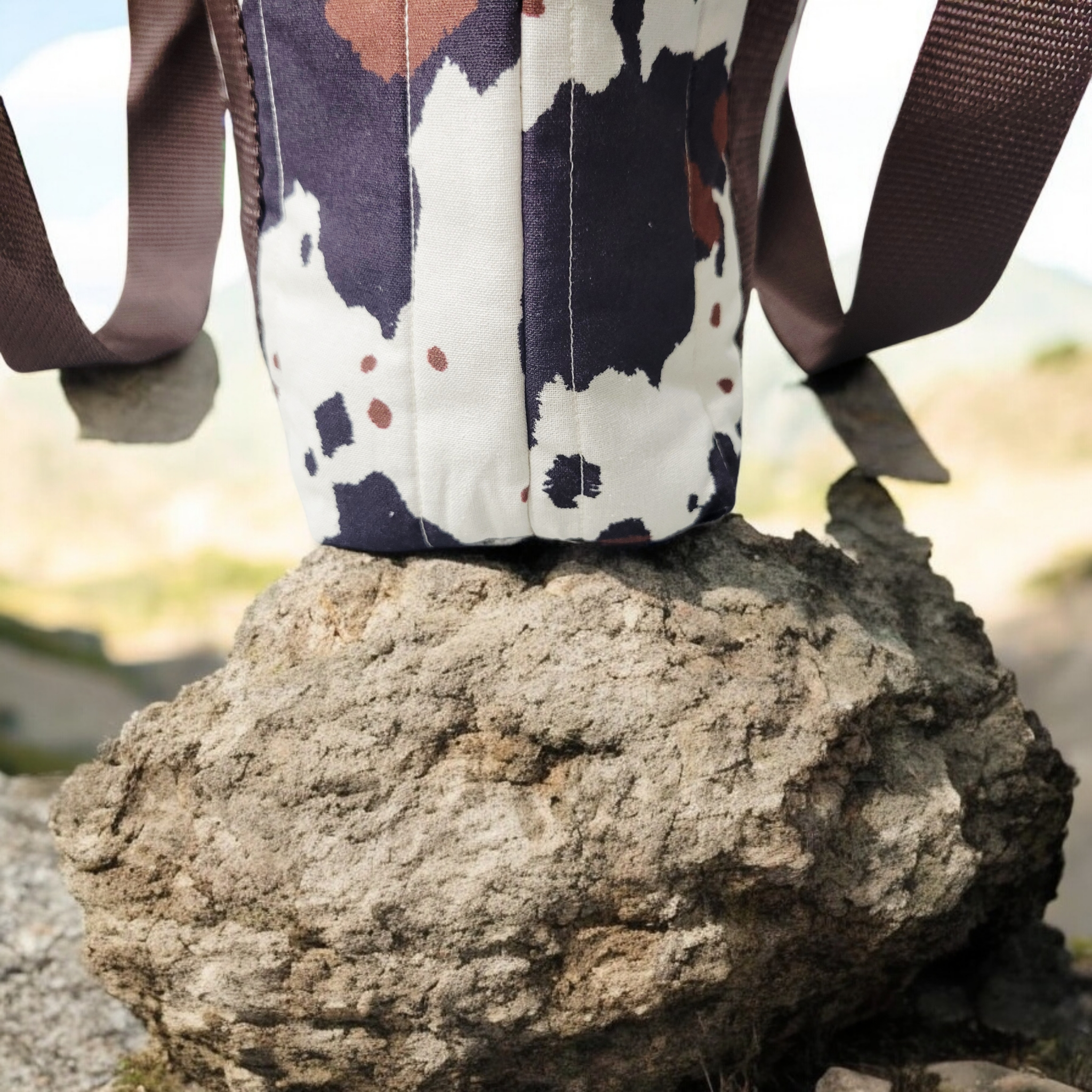 Black and brown cow print tote