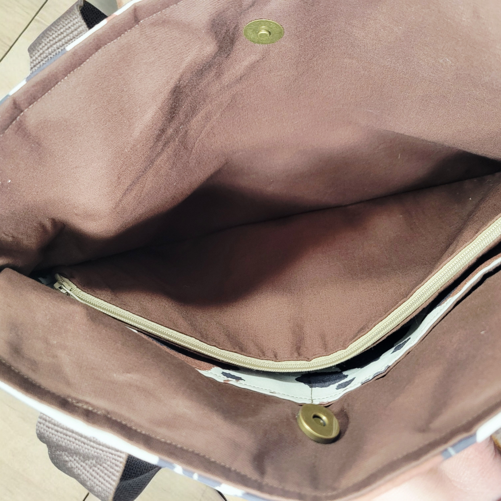 Black and brown cow print tote