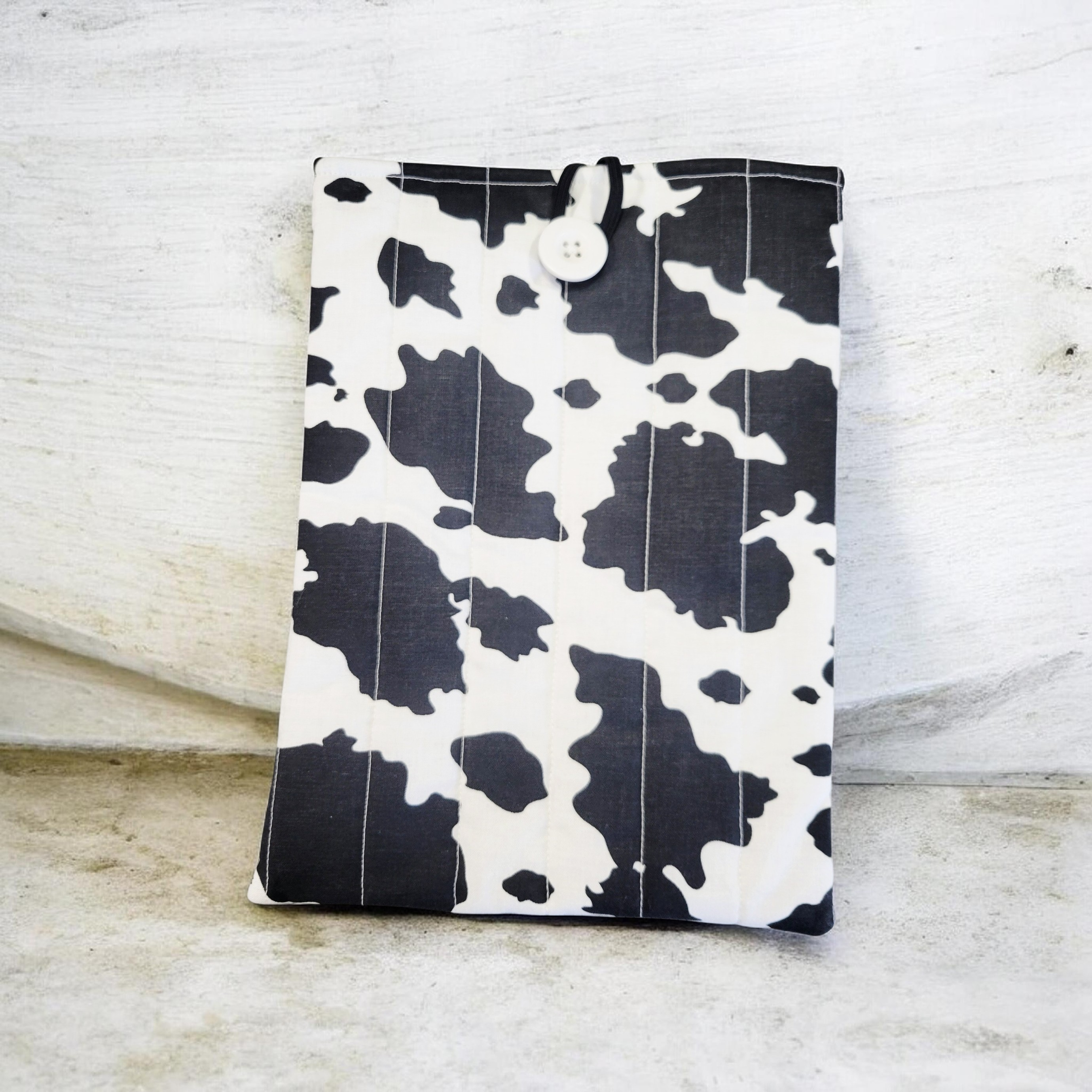 Black and White Cow Print Quilted Kindle Sleeve