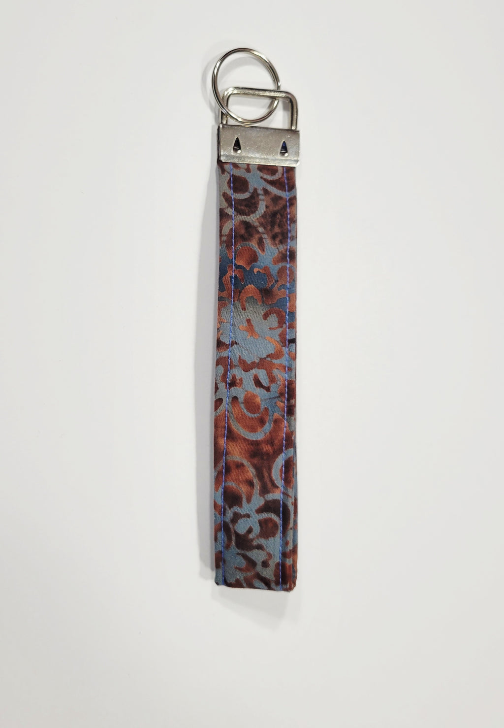 Brown and Gray Batik Wristlet Keychain