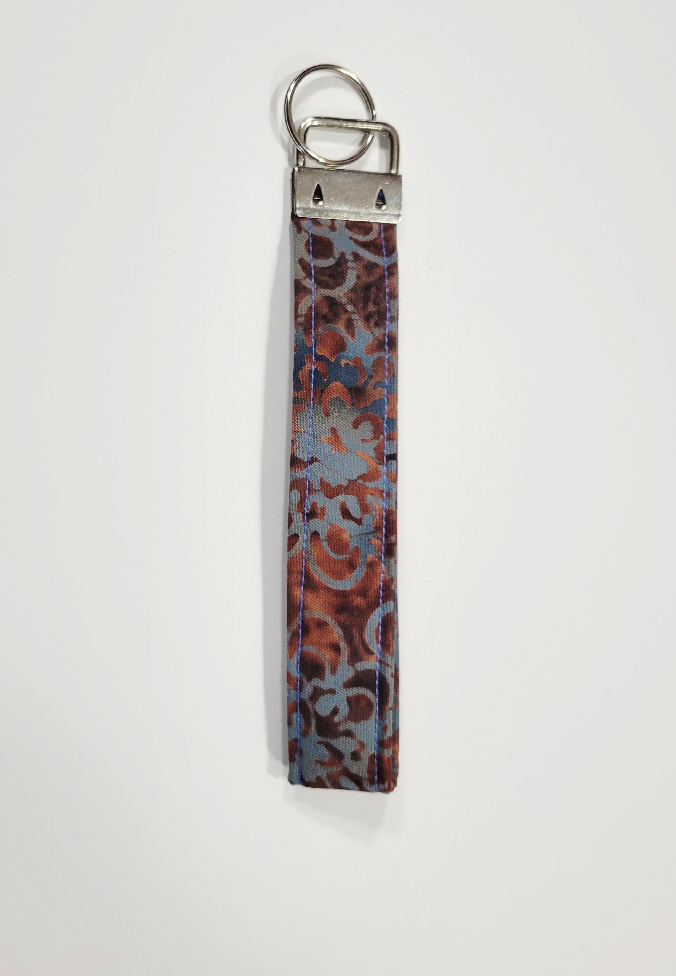 Brown and Gray Batik Wristlet Keychain