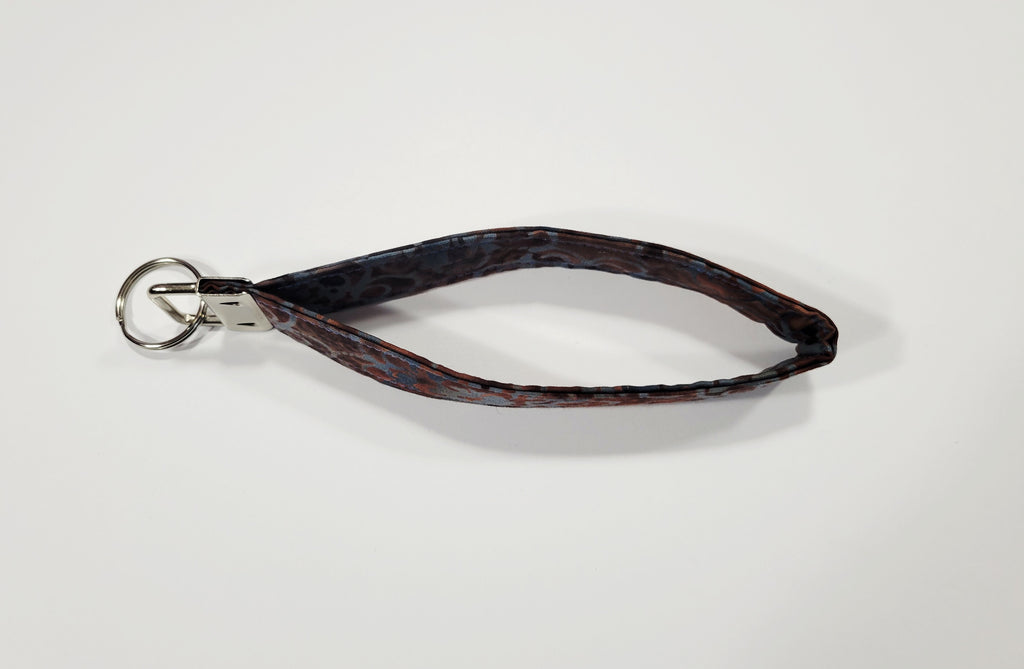 Brown and Gray Batik Wristlet Keychain