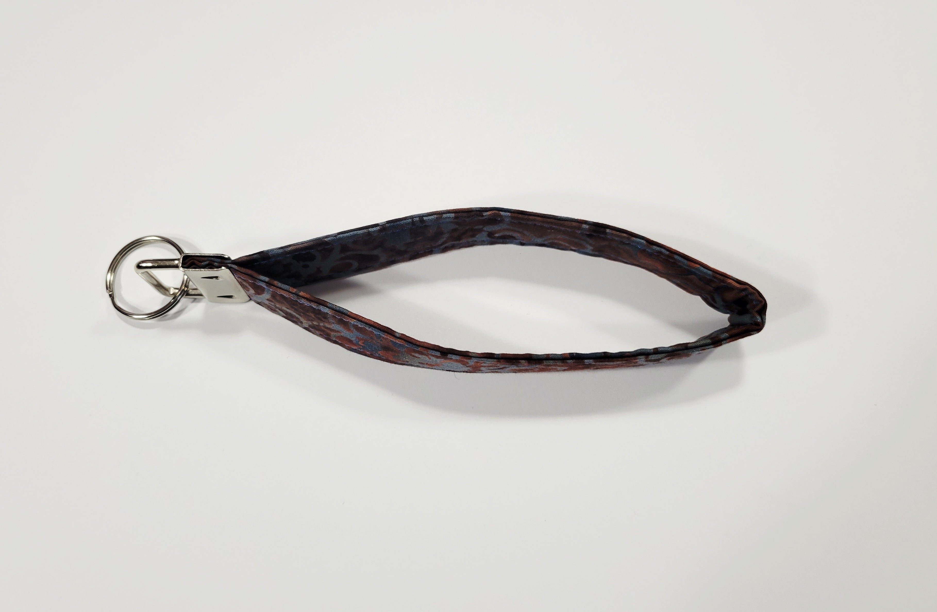 Brown and Gray Batik Wristlet Keychain