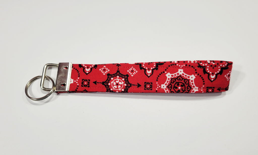 Red Bandanna Wristlet Keychain