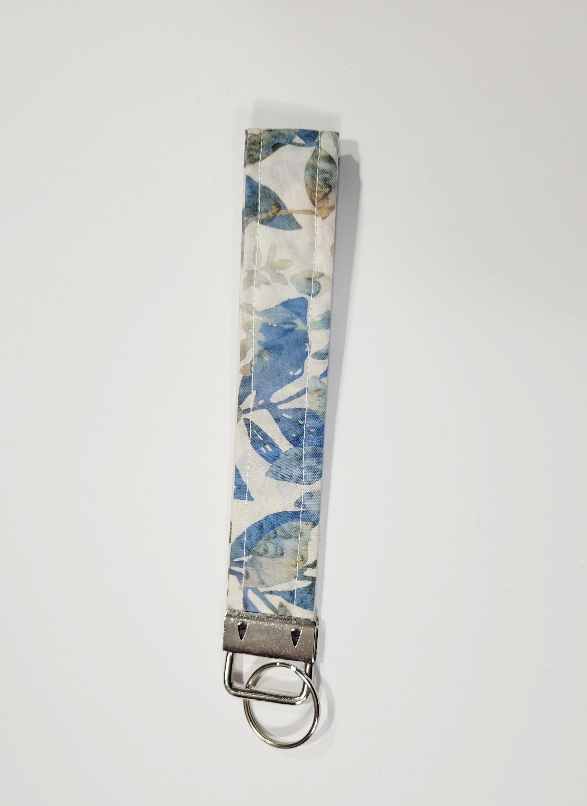 Blue and Cream Wristlet Keychain
