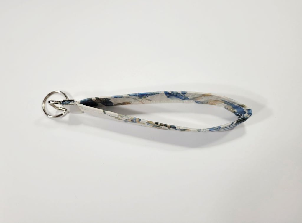 Blue and Cream Wristlet Keychain