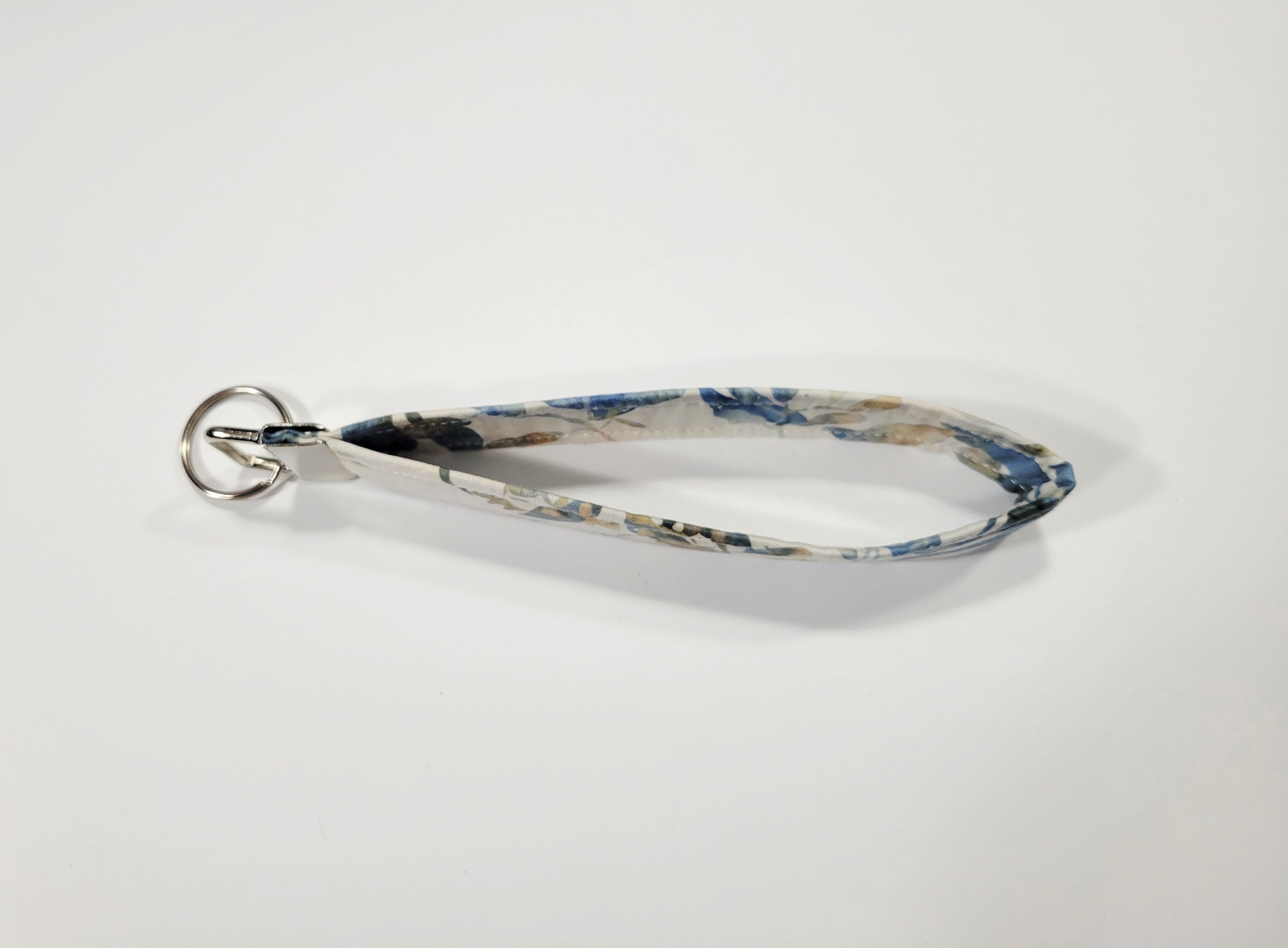 Blue and Cream Wristlet Keychain