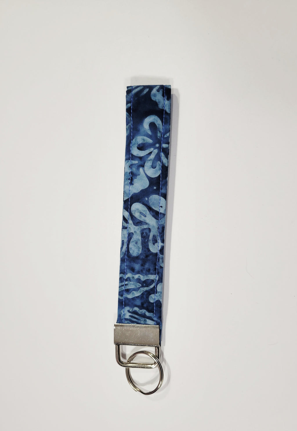 Blue Batik Wristlet Keychain