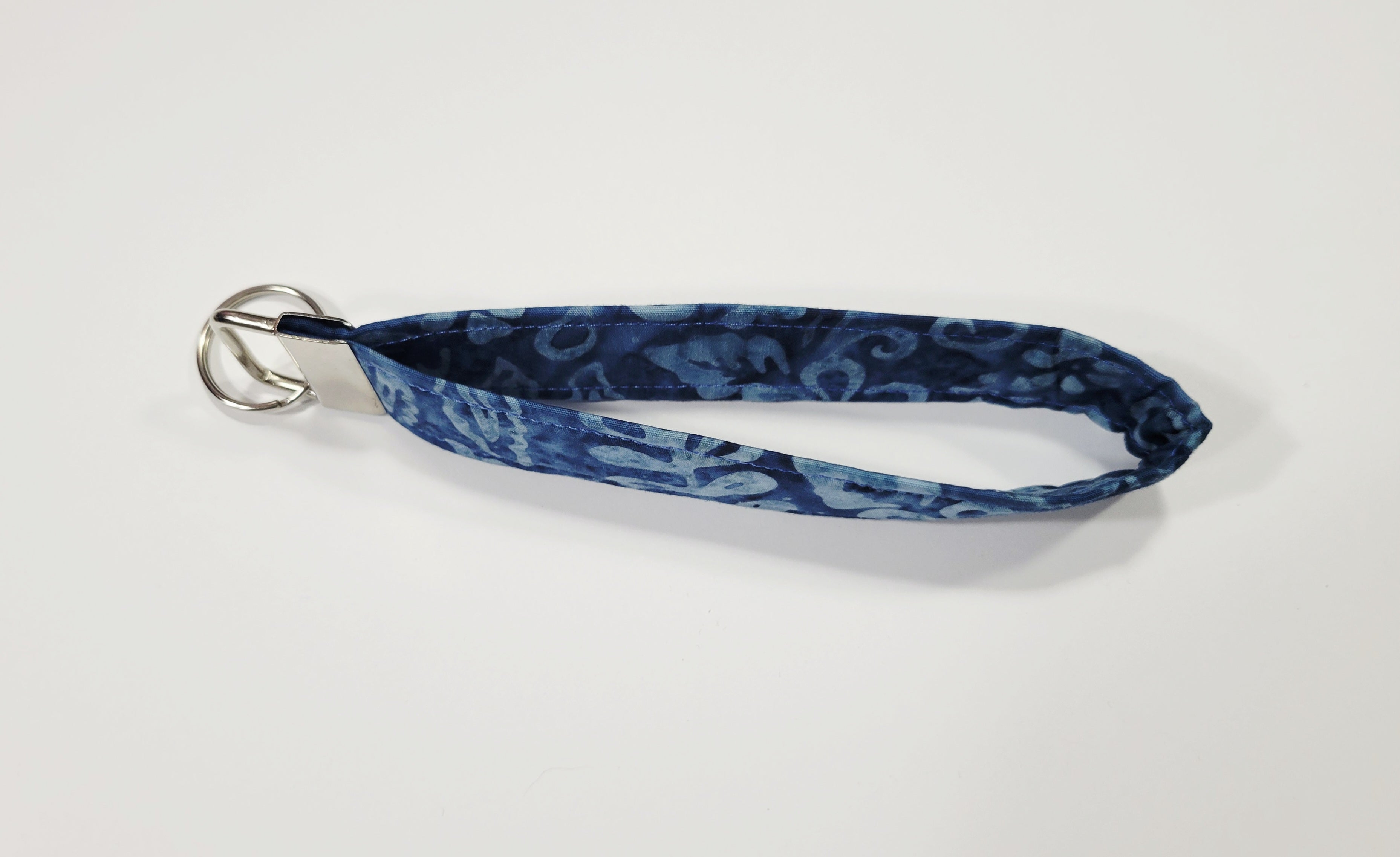 Blue Batik Wristlet Keychain