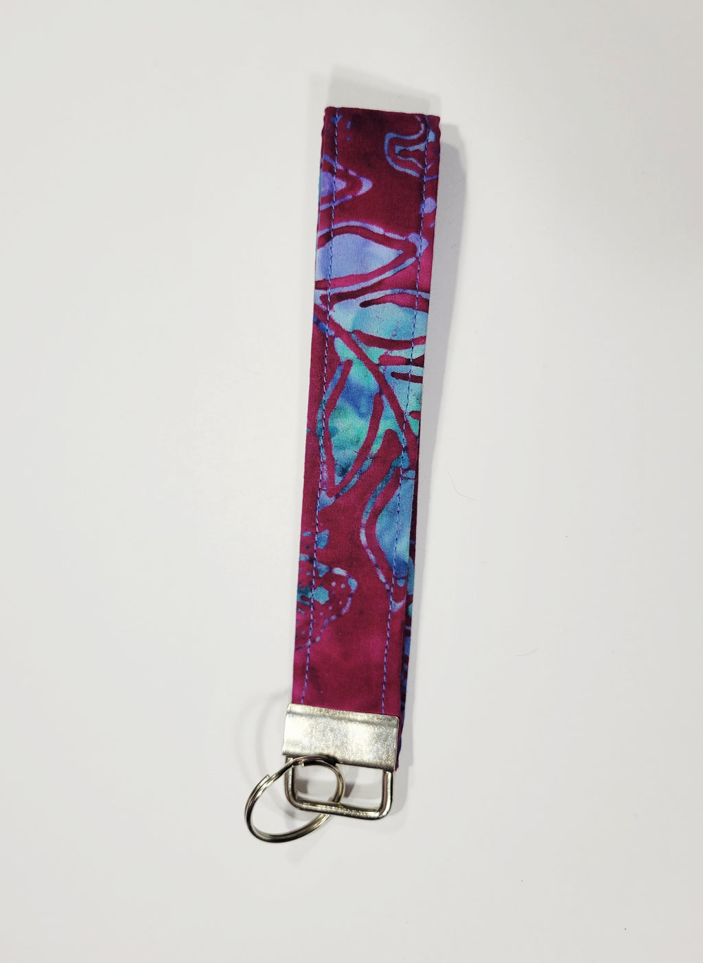 Magenta Pink Batik Wristlet Keychain