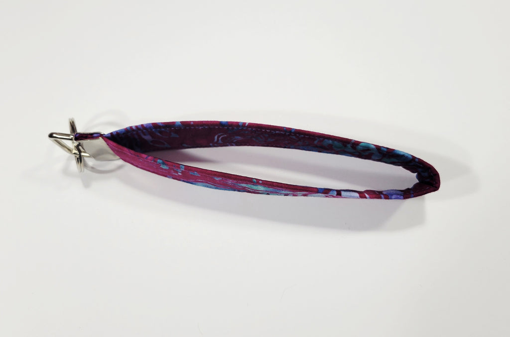 Magenta Pink Batik Wristlet Keychain
