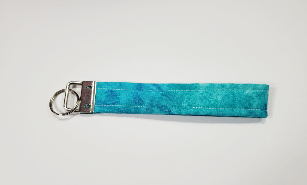 Bright Teal Tie Dye Wristlet Keychain