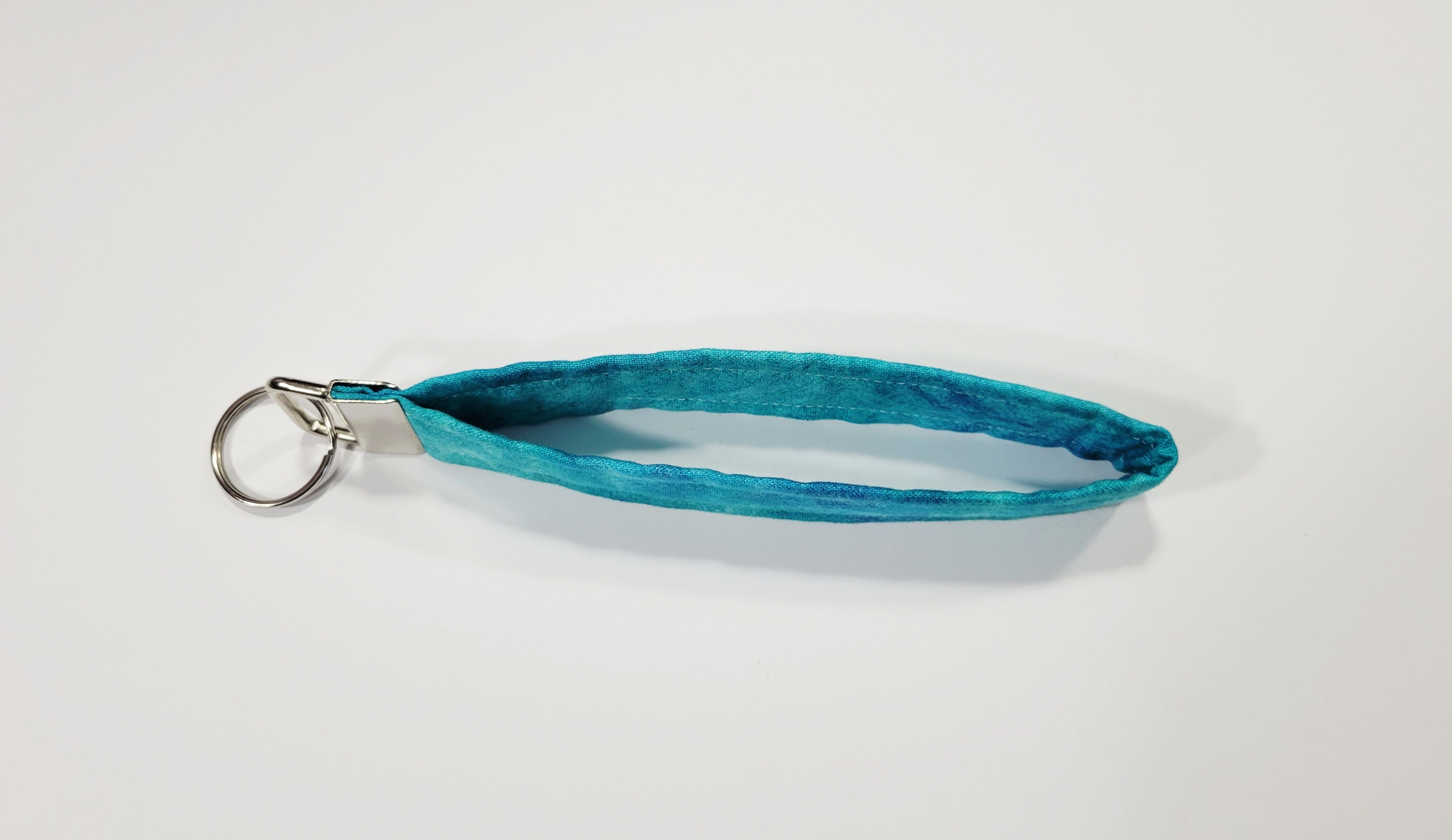 Bright Teal Tie Dye Wristlet Keychain