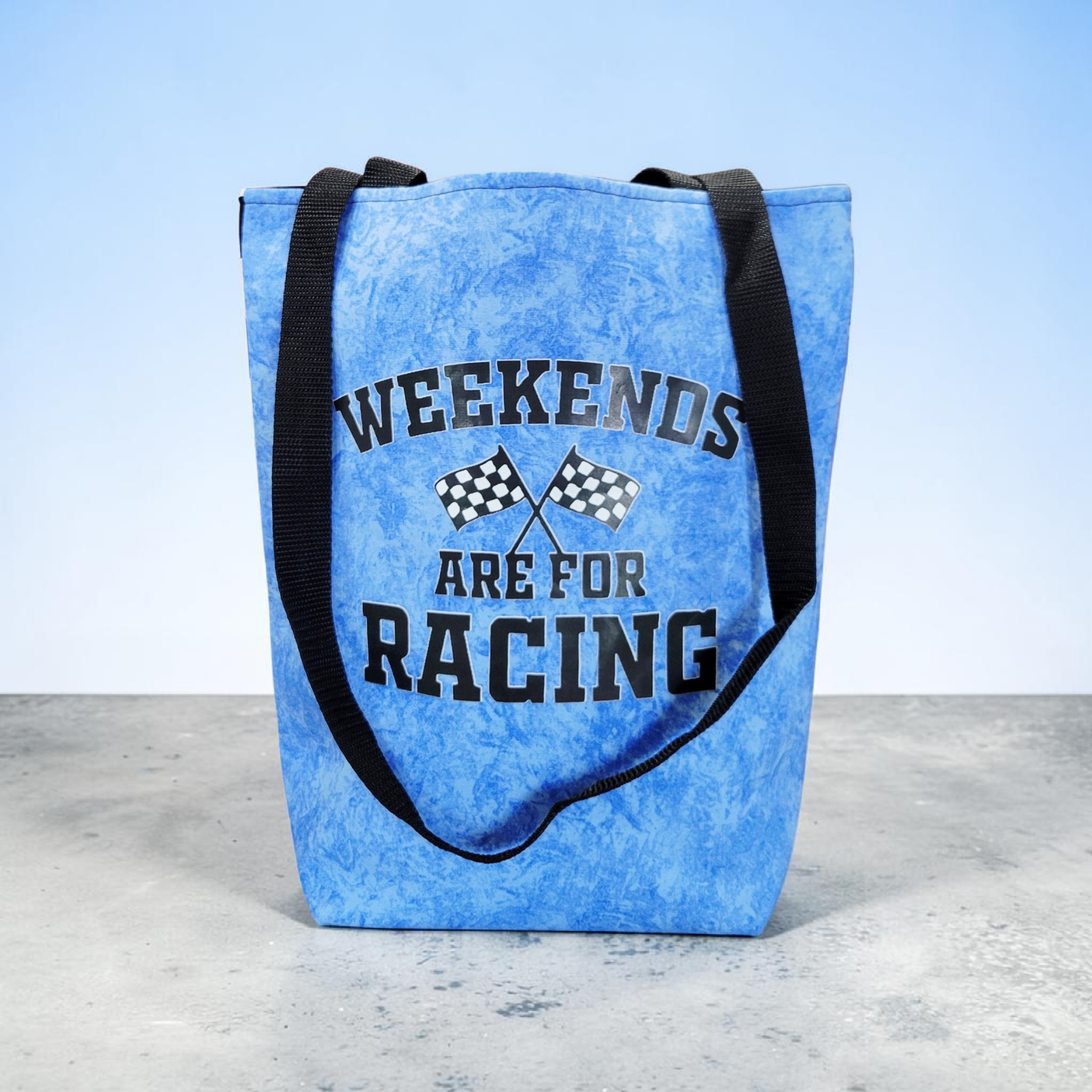 Weekends Are for Racing Tote - Blue