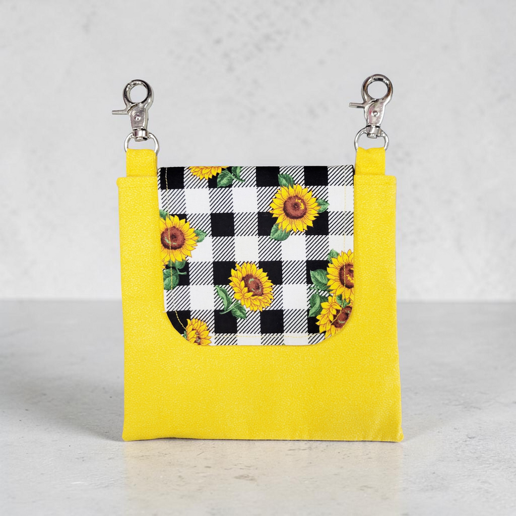 Sunflowers and Buffalo Plaid on Sunny Yellow Hip Purse