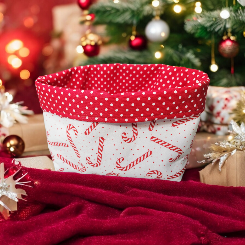 Candy Cane fabric basket