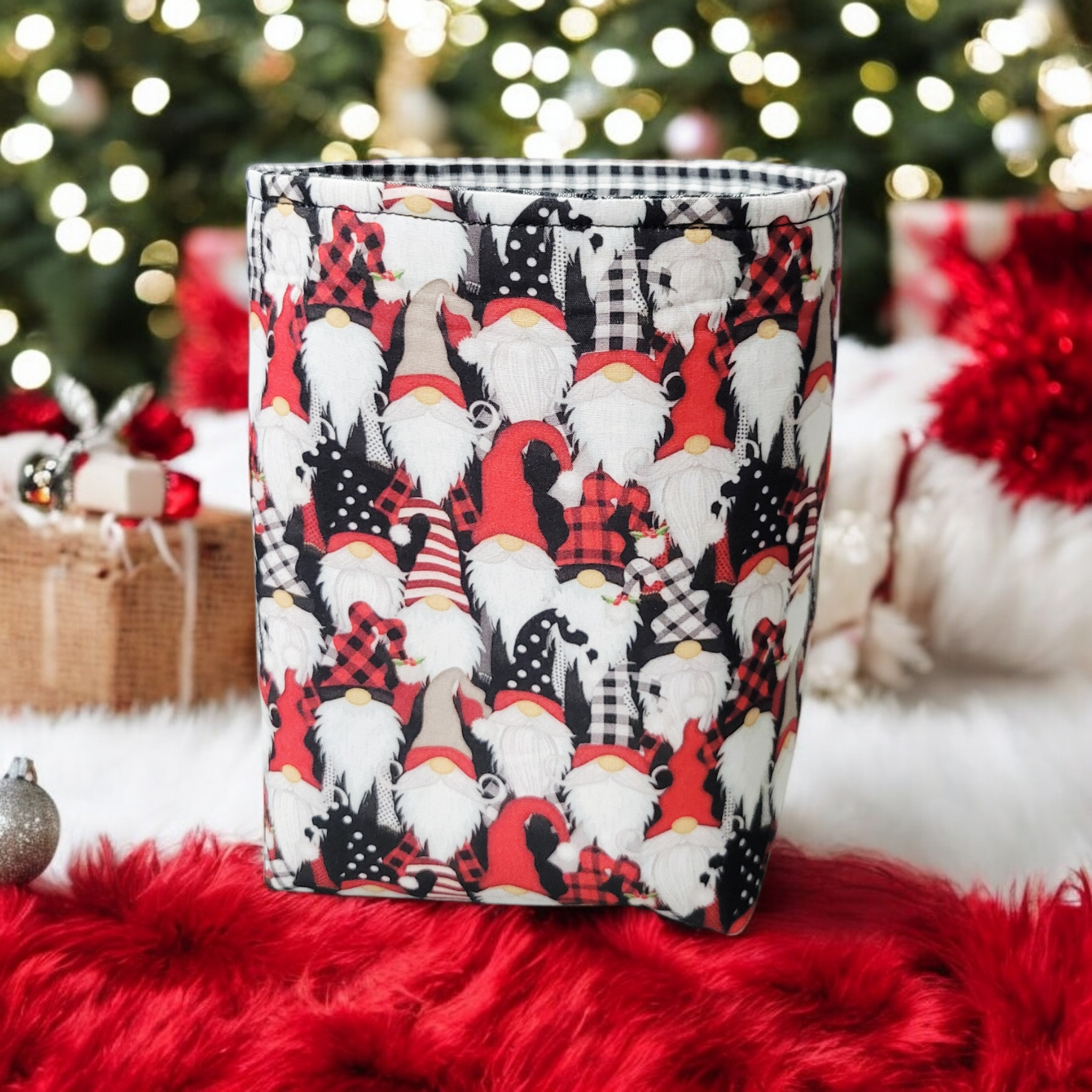 Christmas gnomes fabric basket