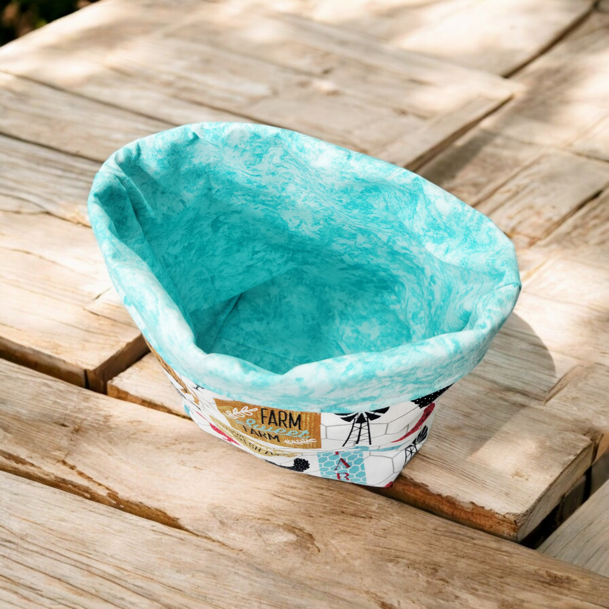 Farm Sweet Farm fabric basket