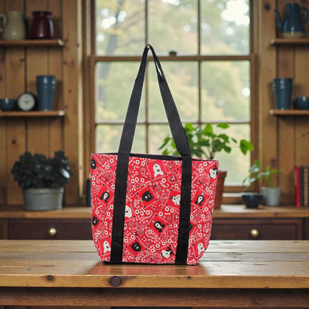 Red Bandana Dog Print Tote Bag