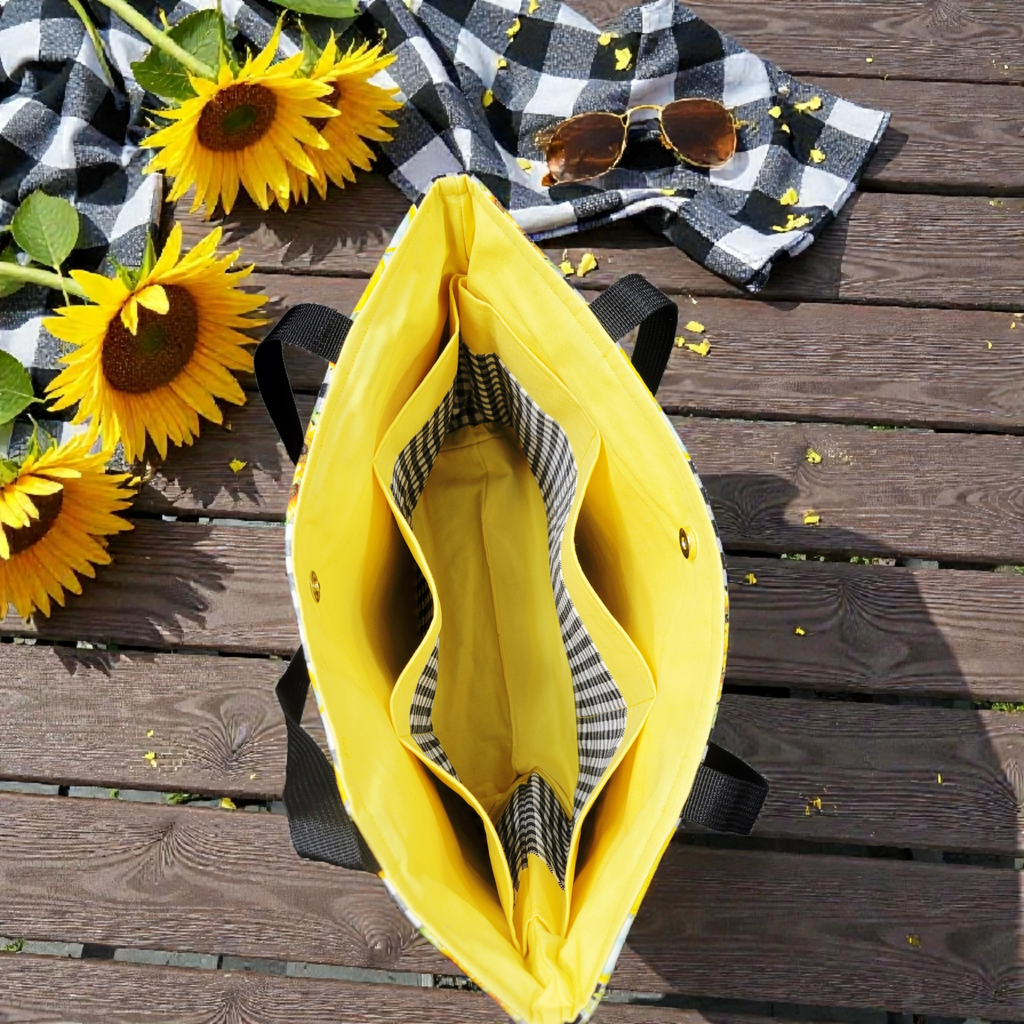 Yellow trucks and sunflowers