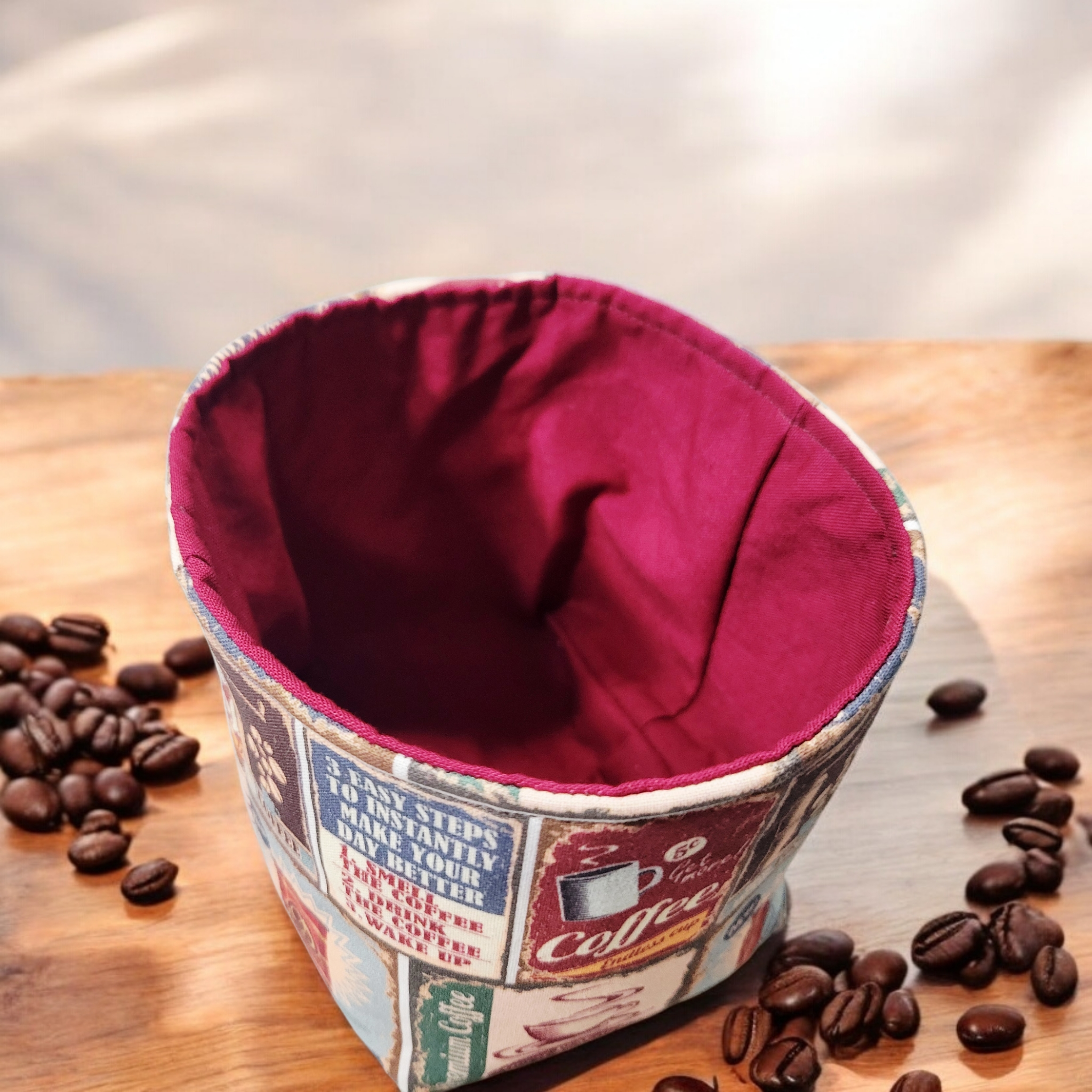 Coffee labels fabric basket