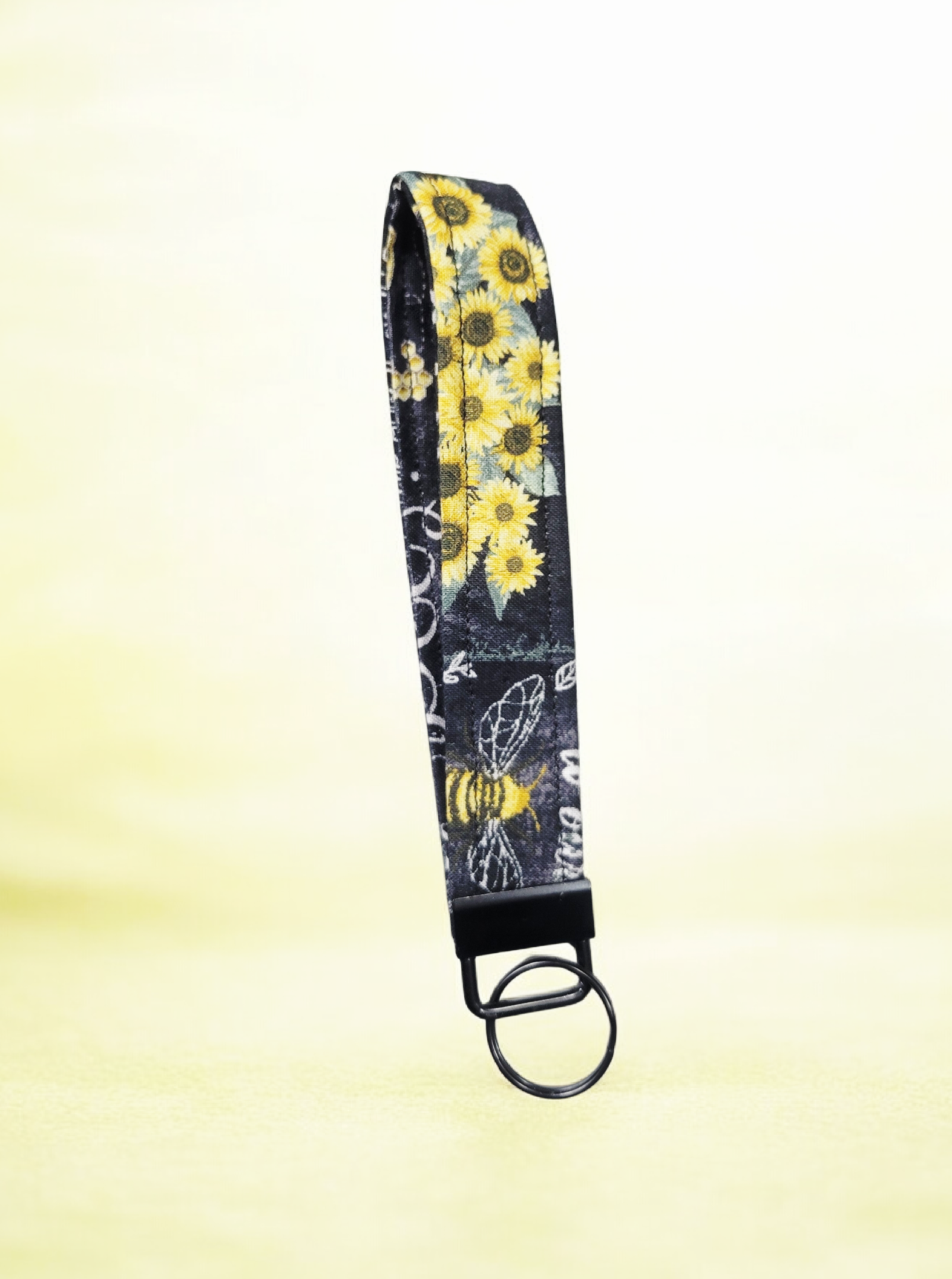 Sunflowers and bees wristlet keychain