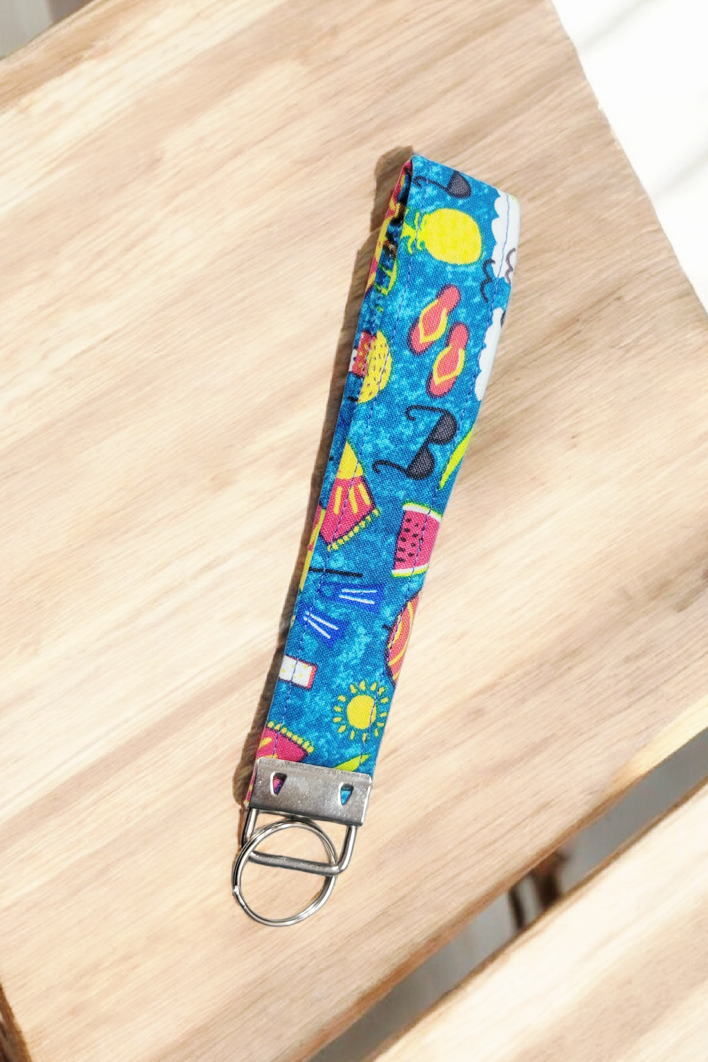 Bright beach wristlet keychain