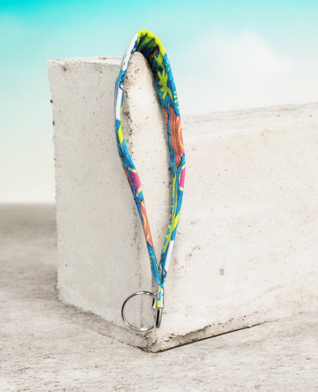 Bright beach wristlet keychain