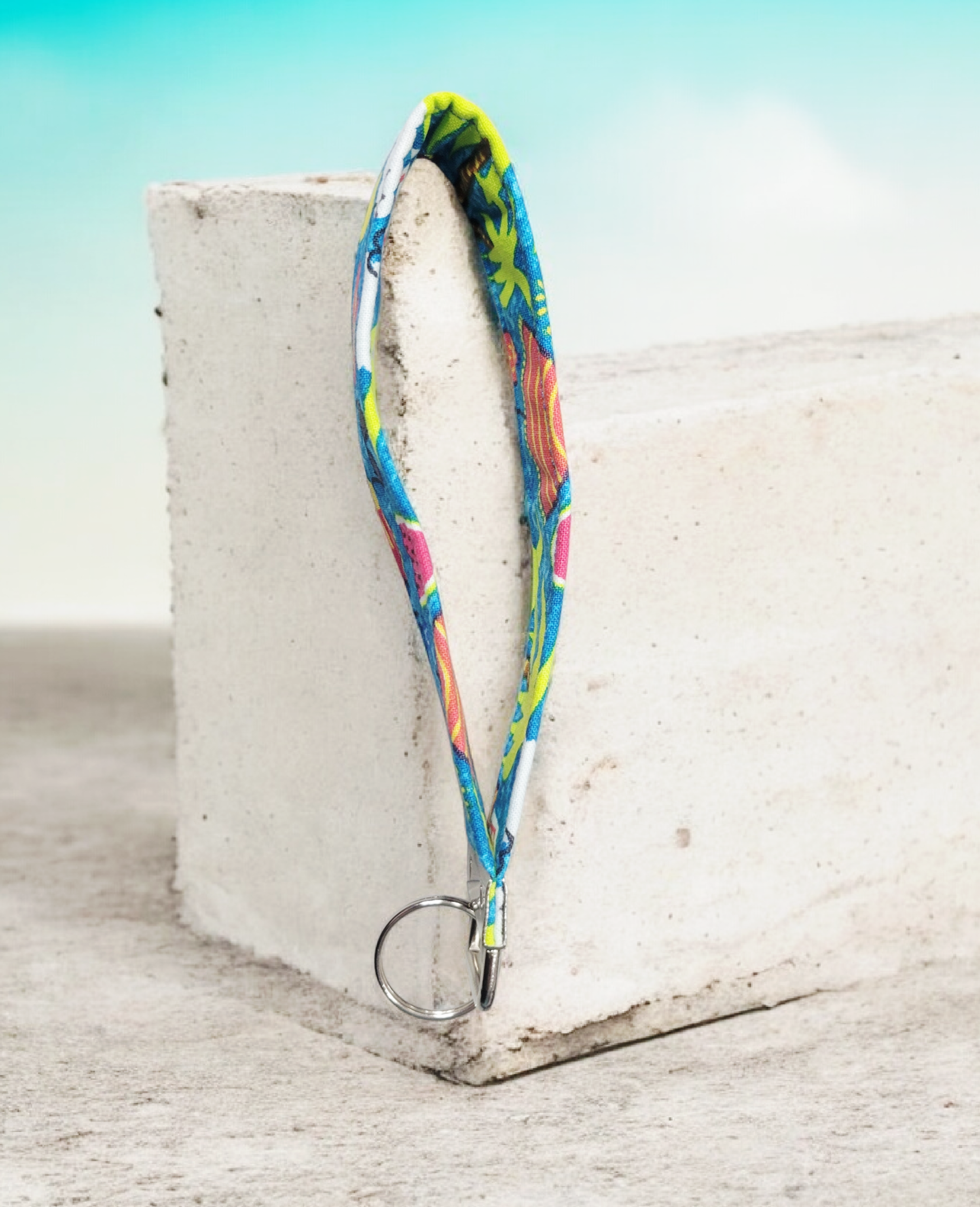 Bright beach wristlet keychain